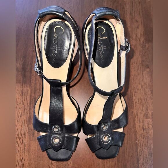 Black Leather T-Strap Heels Nike Air Comfort 8.5B Cole Haan Classic Pumps - Picture 3 of 7